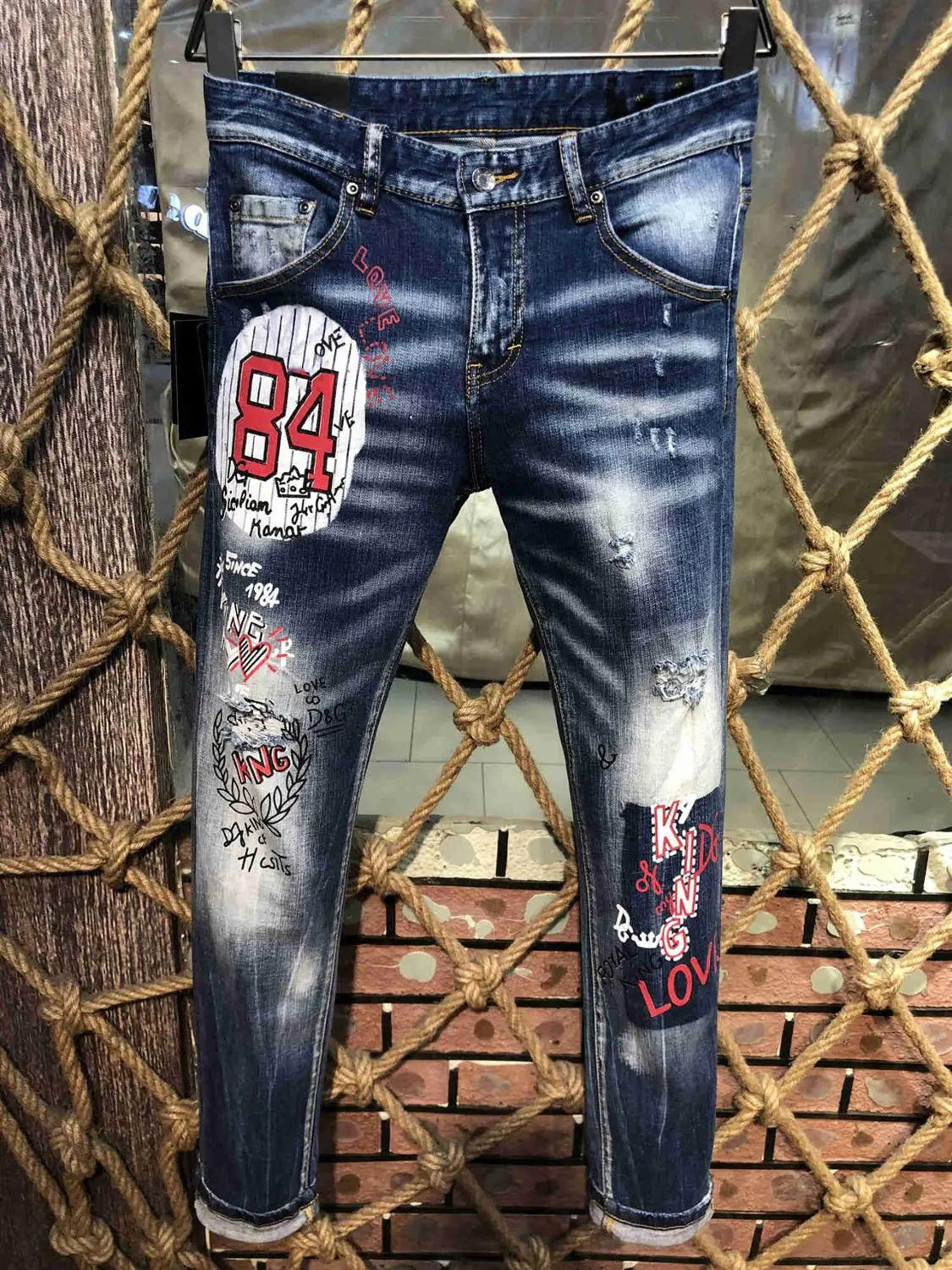 Новые мужские джинсы Рваные для мужчин обтягивающие брюки Верхняя одежда на