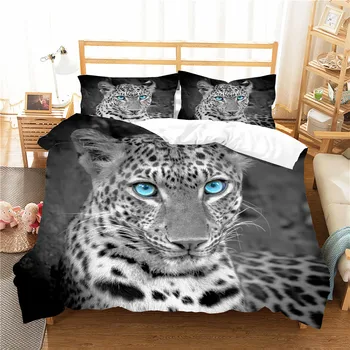 

Cartoon Leopard Duvet Cover Set Animals Bed Cover Skin-Friendly Kids Home Bedding Sets Teens Single Double Quilt Cover Custom