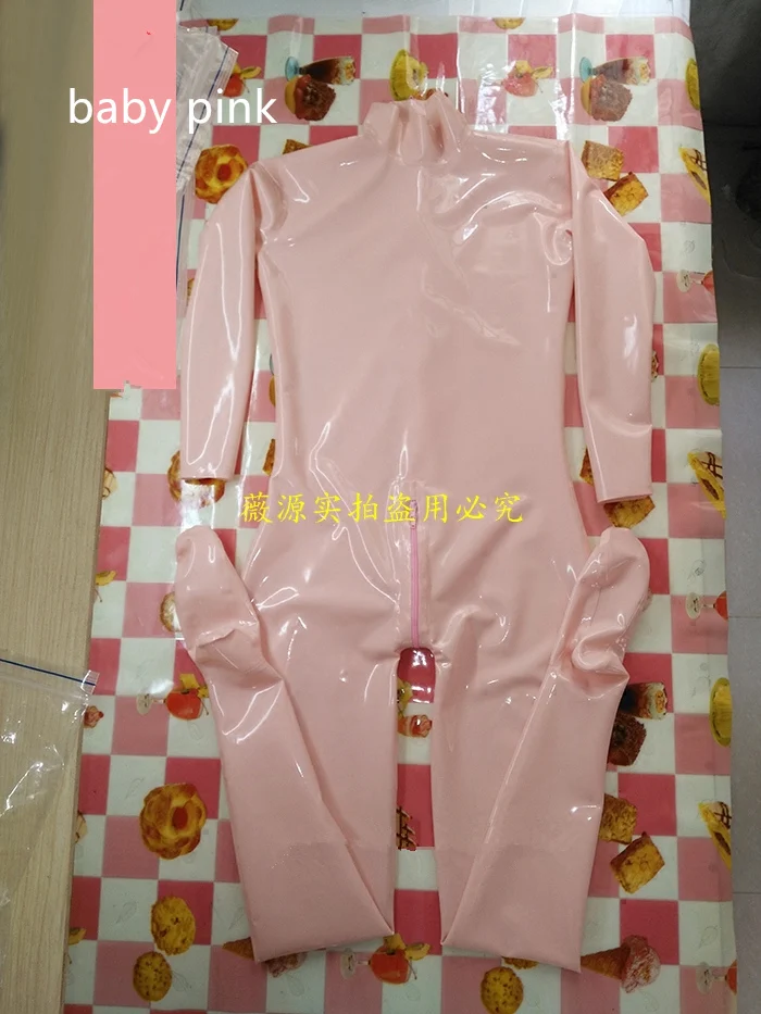 Handmade-Transparent-Brown-Men-Latex-Catsuit-Rubber-Bodysuits-Socks-with-Back-Crotch-Zipper-7