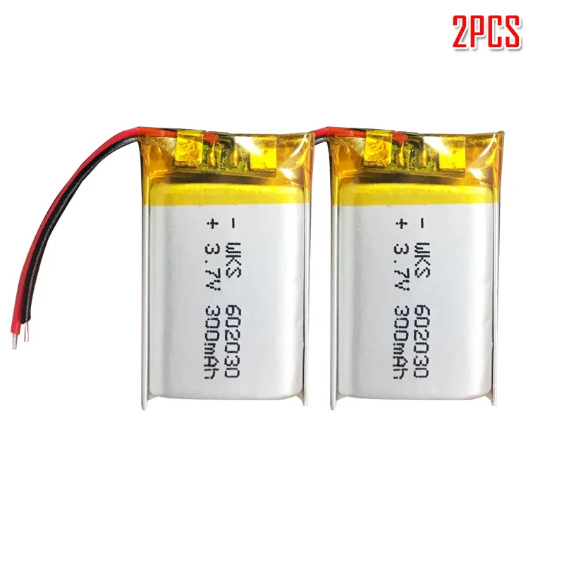 3,7 v 300mah 602030 литий-полимерные перезаряжаемые батареи для смарт-часов Bluetooth динамик MP4 селфи палка smartwatch батарея - Цвет: 2pcs