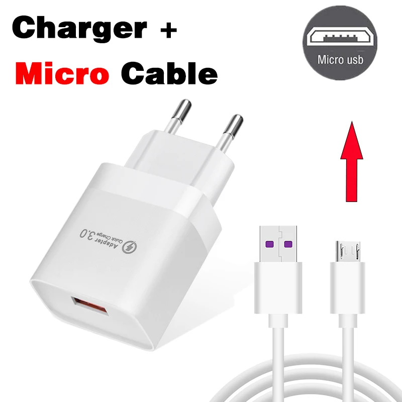 18W Charger Quick Charge QC3.0 For Xiaomi Charger Fast Charger Huawei P30 P40 Pro Samsung A51 Charger Adapter Type C Micro Cable 65 watt usb c charger Chargers