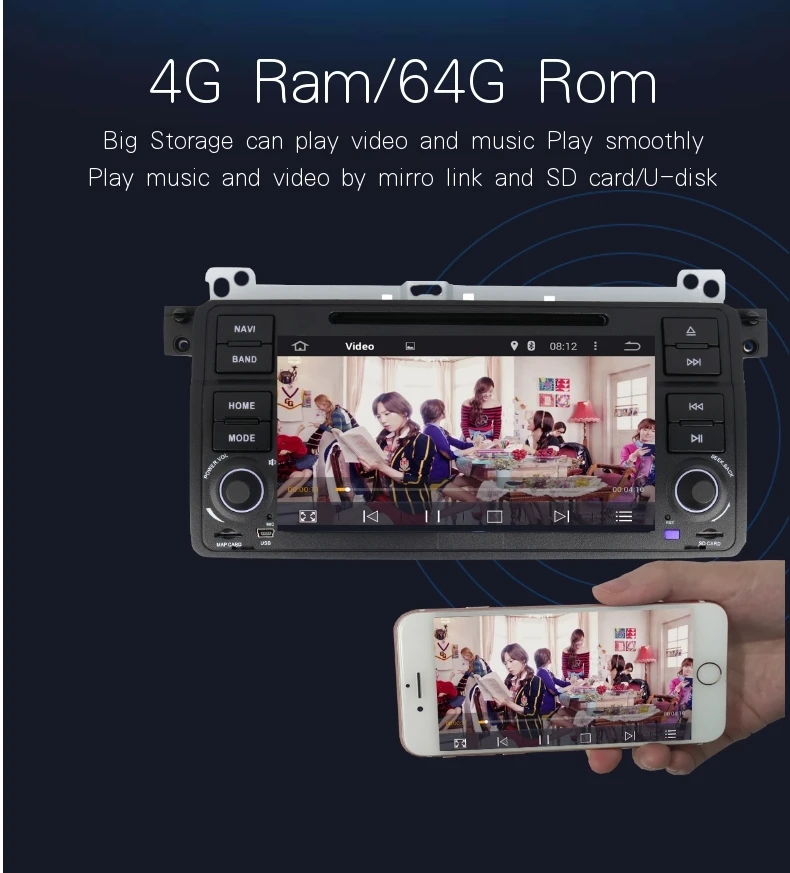 Clearance android 9.0 4G Ram 64G Rom car dvd player cars multimedia player for BMW/E46/M3/Rover/3 Series FM radio gps bluetooth audio 7