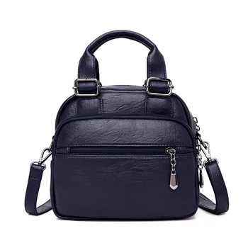 

1PCS New Single Shoulder Slant Bag Multi-Layer Soft Leather Double Women Bag