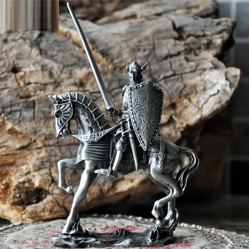 E 9X10cm Европейский классический средневековье солдат Mercenary Художественная Скульптура воин фигурка из сплава ремесла украшение дома аксессуары R3762 - Цвет: E 9X10cm