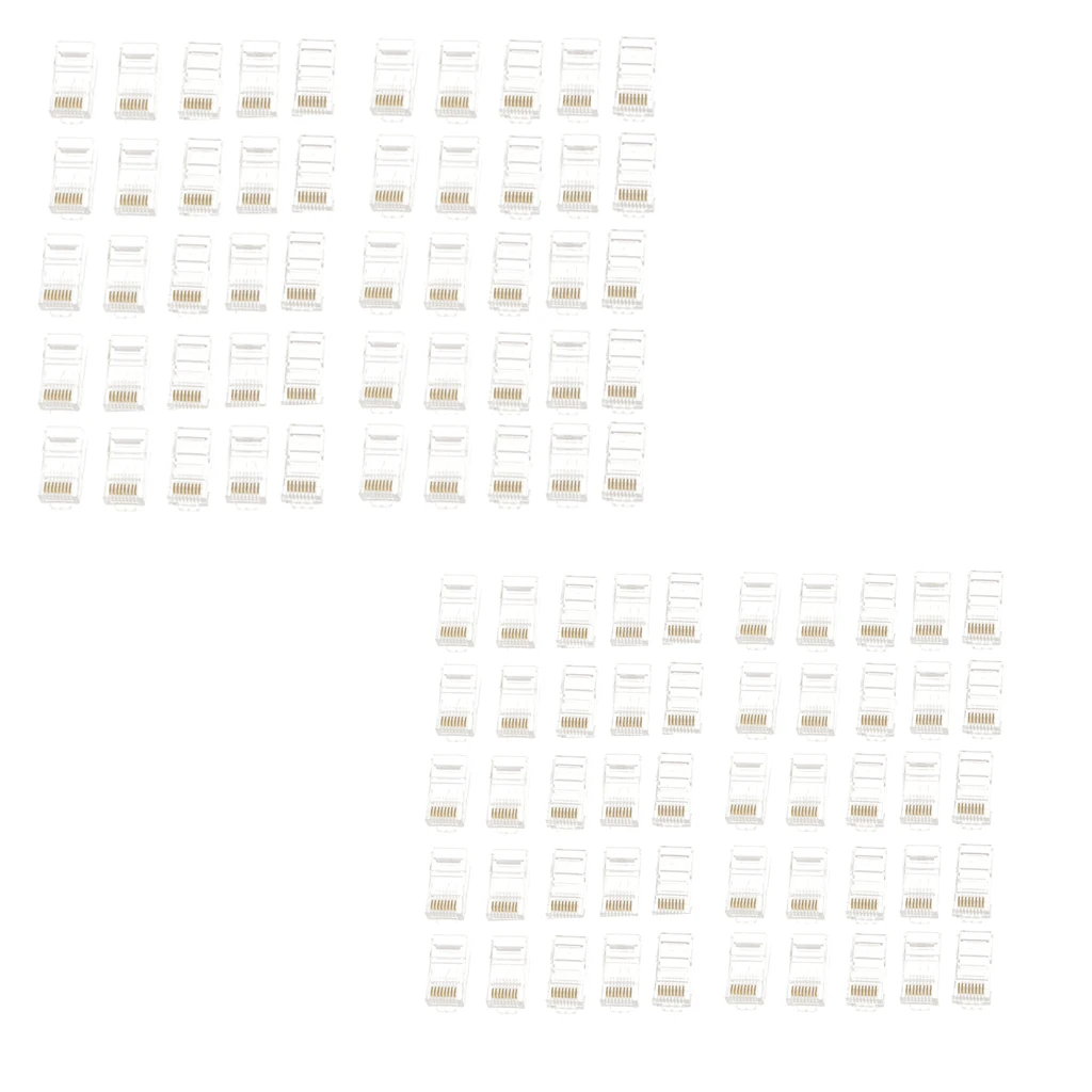 100 Pieces RJ45 Plug Modular LAN Network Connector Internet Ethernet Cable End