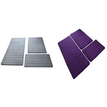 

6pcs Coral Velvet Rug, Cushion, Bathroom Anti-Slip Mat, Foot Bath Mat - 3pcs Grey & 3pcs Purple