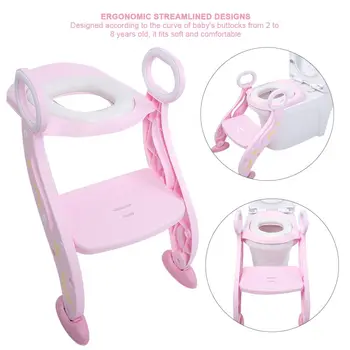 

2 Colors Baby Potty Training Seat Folding Adjustable Children Toilet Training Seat with Ladder Auxiliary Toilet Commode Ladder