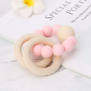 

Baby Baby Teether Bracelet Teething Toys Chew Bite Newborn Teeth Care Beads Jewelry Pain Relief Silicone Wood Rings Infant