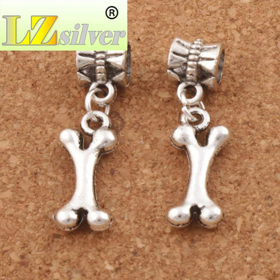 Dog Food Bone Charm Beads 8.6x30mm 100pcs Zinc Alloy Fit European Bracelets Jewelry DIY B202