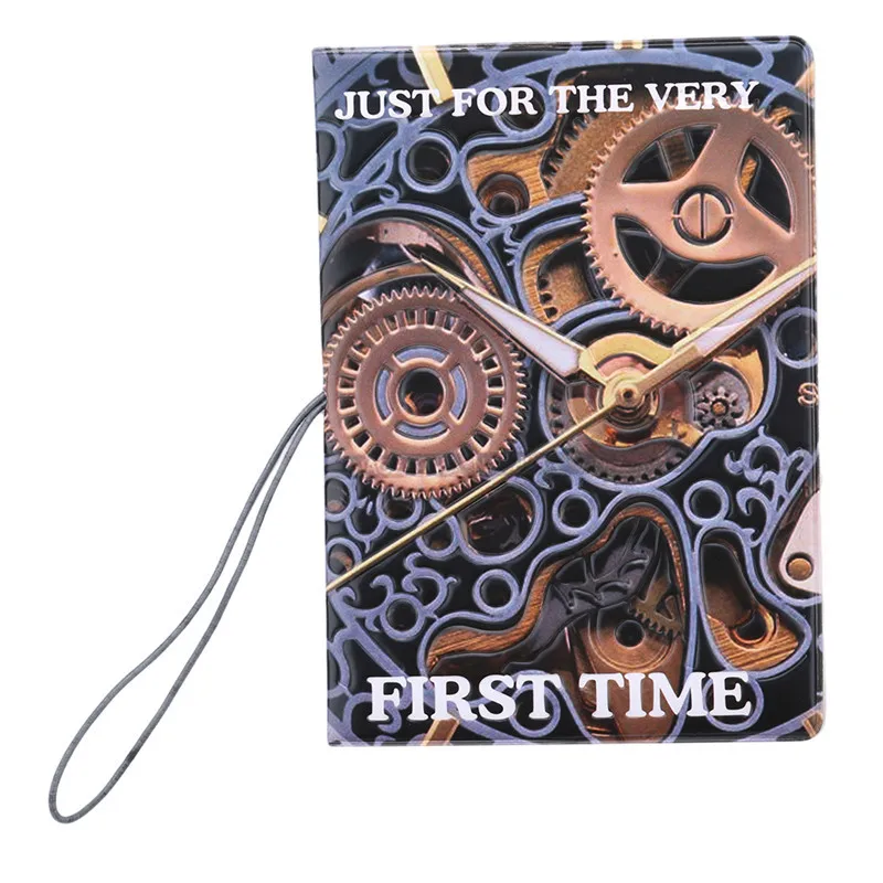 

14*10CM 3D Design Business Card Bag Mechanical Watches Gear Passport Cover ID Card Holder Synthetic Leather Passport Holder
