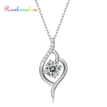 

Rainbamabom 925 Sterling Silver Real Moissanite Gemstone Wedding Engagement Snowflake Pendent Necklace Fine Jewelry Wholesale