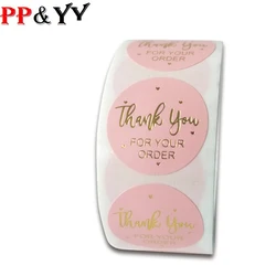 100-500pcs Pink Thank You For Your Order Stickers 1 Inch Wedding Party Favors Envelope Seal Labels Stationery