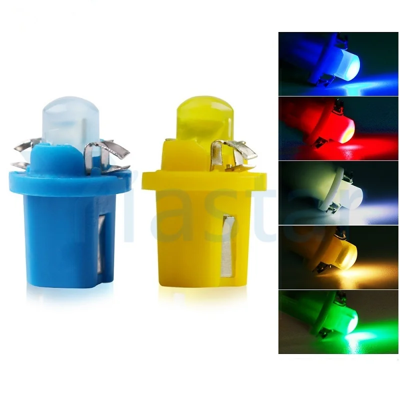 500Pcs/lot  B8.5D B8.5 1SMD LED Car COB Dashboard Light Automobiles Instrument Light Bulbs 12V White Blue Yellow Red Green