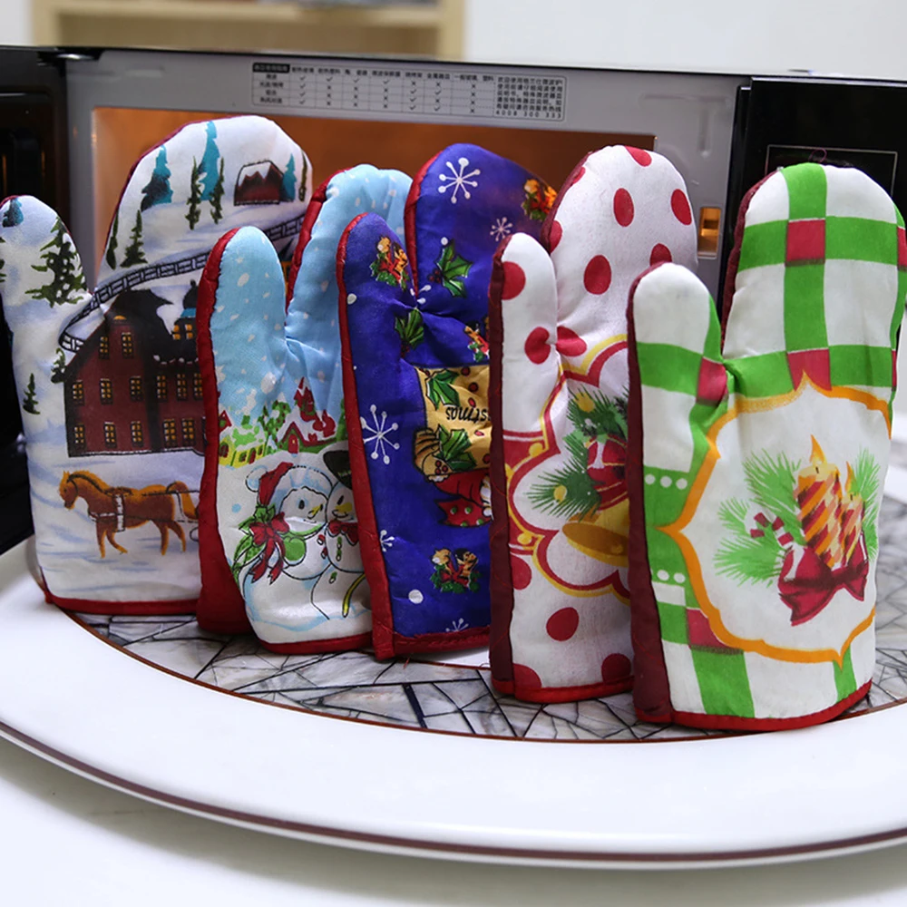2 шт./компл. Рождества выпечки анти-крутые перчатки с подкладкой печь изоляционный мат для домашнего Рождественского с утолщённой меховой опушкой, хороший подарок Прямая поставка