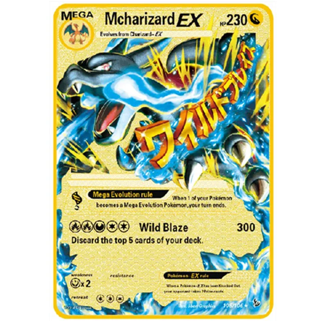 Pokemon Iron Shiny Cards English Charizard Mewtwo Pikachu Metal Cards Vmax Metal Gold Pack Game Collection Cards Gift Kids 2