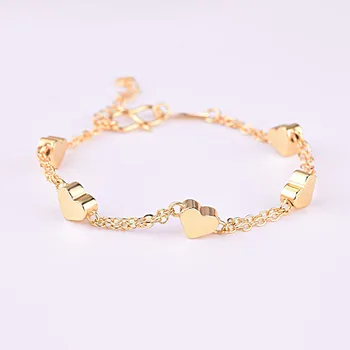 

Placer Gold Wire Drawing Process Heart-Shaped Gold Bracelet Gold Color Heart-Shaped Jewelry Chain Fashion Jewelry Gitfs