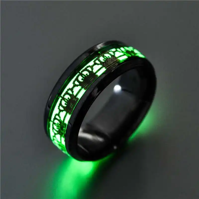 Fashion Luminous Elephant Pattern Ring Glow in Dark Titanium Stainless Steel Fluorescent Ring Wedding Gift For Men Women Jewelry