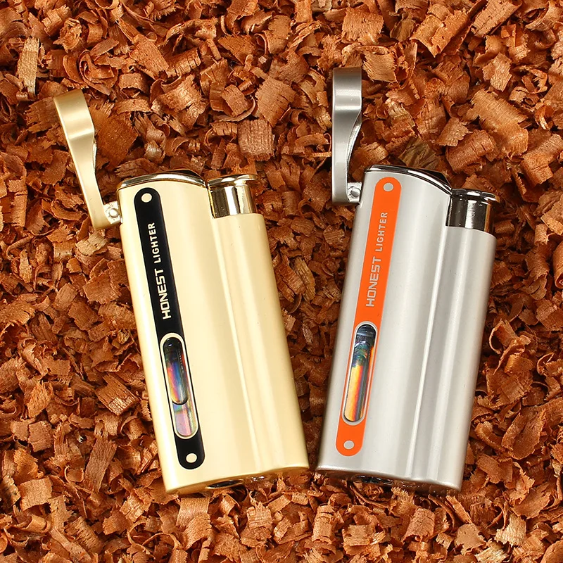

HONEST Upscale Gift Box Butane Turbo Lighter Metal Gas Lighter Flames Cigarettes Lighters Metal Lighters Smoking Accessories