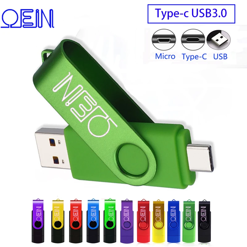 Otg pen drive 3 em 1, memória flash 128gb, 3.0 gb, 16gb, 32gb, 64gb