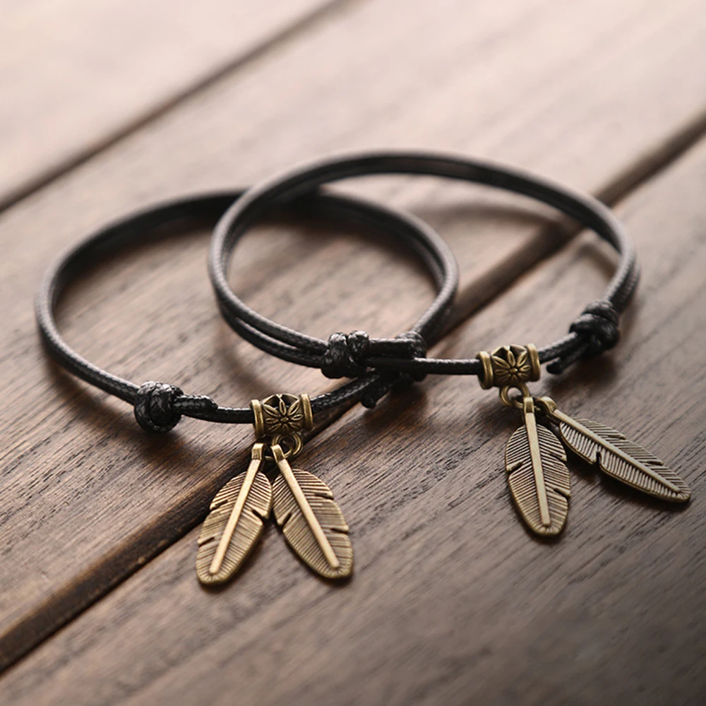 Lovers Leg Bracelet One Pair Anklet Feather Feet Jewelry Accessories Female Adjustable Rope Ankle Bracelet enkelbandjes sieraden Lovers Leg Bracelet One Pair Anklet Feather Feet Jewelry Accessories Female Adjustable Rope Ankle Bracelet enkelbandjes sieraden