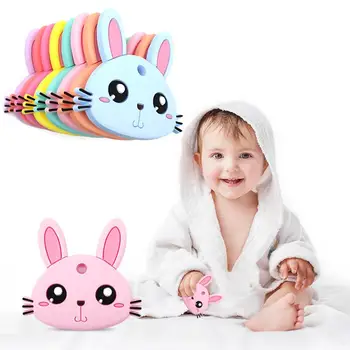 

Cartoon Rabbit Soft Silicone Baby Teether Sensory Massage Chew Teething Toy Natural stop Sucking Thumb Toy New