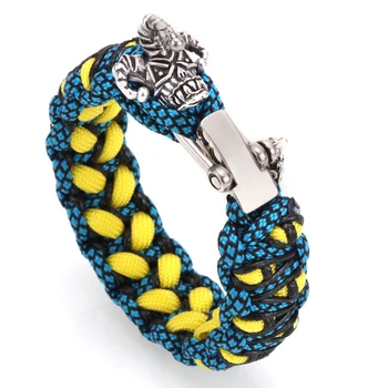 

Punk Paracord Bracelet Men Skull Sparta Helmet Rope Braided Bracelet Hiking Camping Outdoor Survival Bracelets & Bangles 2019