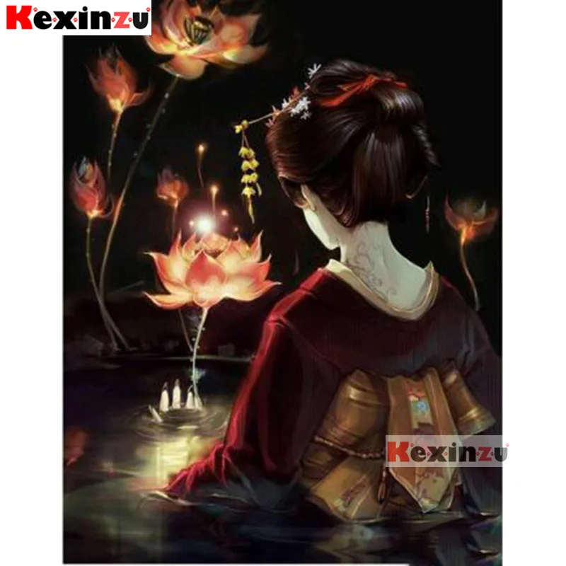 5D DIY Diamond Painting Japanese geisha Full Square Drill Embroidery Ancient girl 3d pictures Cross Stitch Mosaic Home Decor