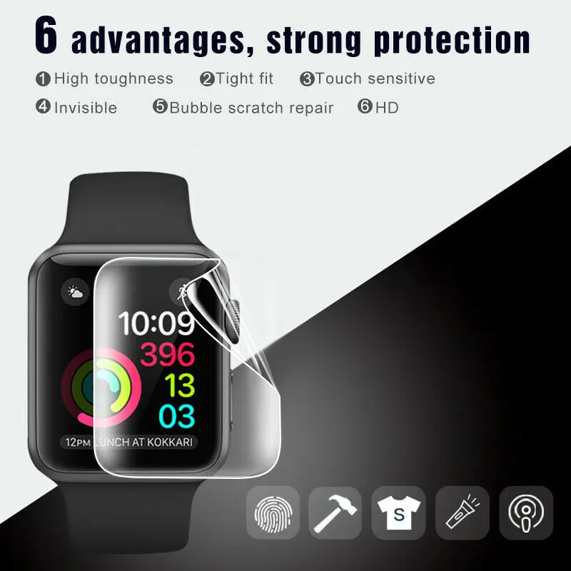 Гидрогелевая Защитная пленка для Apple Watch 5, 4, 3, 2, 1, Смарт-часы с полным покрытием, Защитная пленка для Iwatch 40 мм, 44 мм, 38 мм, 42 м