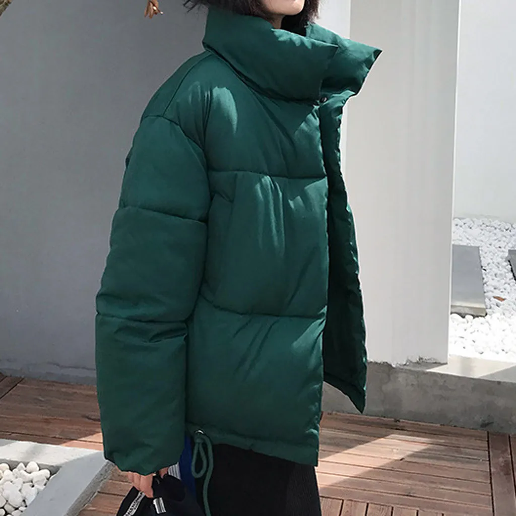 Зимняя куртка женская модная повседневная одежда из хлопка плотное пальто с карманами и завязками стоячий воротник Parkars 7 цветов водонепроницаемая парка