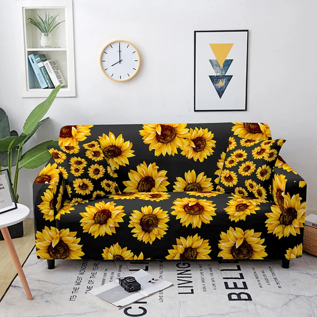 Blumenmuster elastische Schon bezüge Sofa Universal Sofa bezug Couch bezug  Sonnenblumen Sofa bezug für Wohnzimmer Housses de Canapé - AliExpress