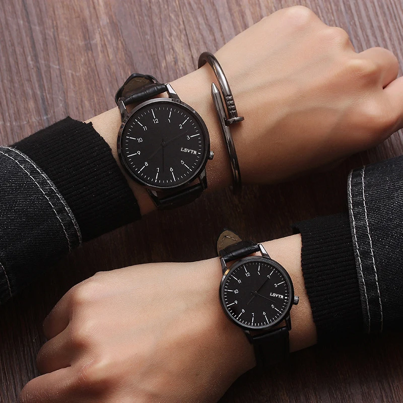 LSVTR парные часы высокого качества новые модные кожаные часы для влюбленных подарки для мужчин и женщин парные часы без браслета