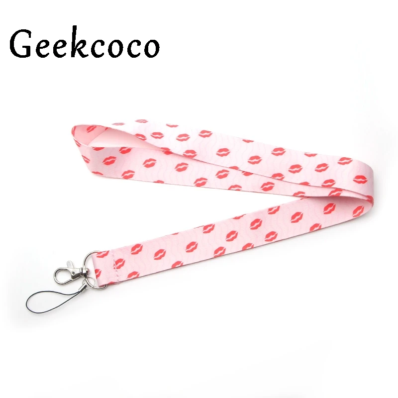 

Red Lips Mobile Phone Strap For Keys ID Card For USB Badge Holder phone Neck Lanyard cord Hang Mobile Rope Cute Strap J0195