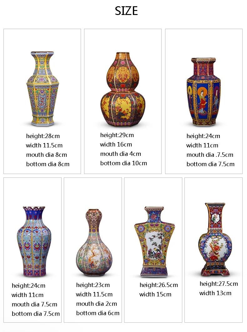 Jingdezhen Ceramic Vase Arrangement Living Room Flower Arrangement Ancient Chinese Enamel Porcelain Vase Home Decoration Crafts 5