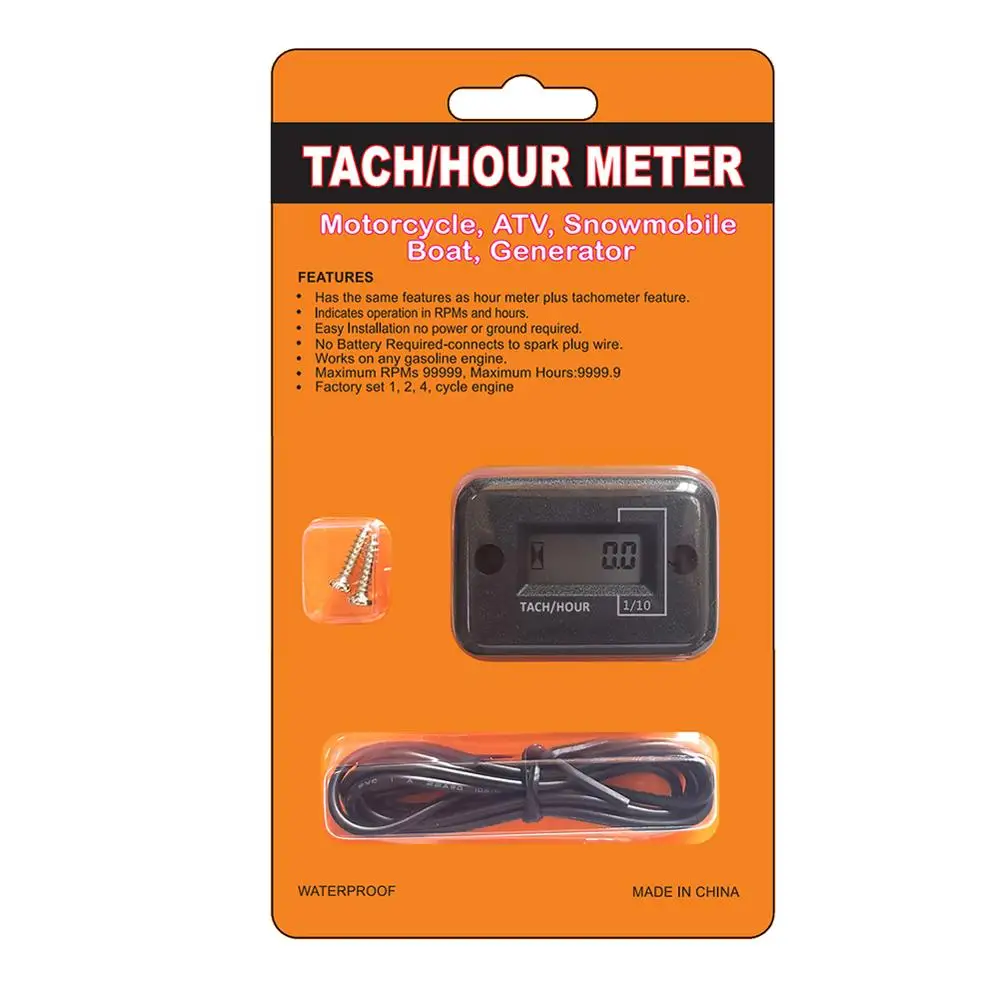 

Tach Maintenance Hour Meter Tachometer for 2 or 4 Stroke Gas Engine Motorcycle Small Engines Boat Motorcycle Accessories