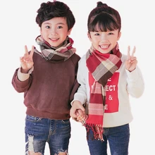 Зимняя кашемировая шаль в клетку с кисточками для девочек и мальчиков; Детские шали; шарфы; пончо и накидки; шерстяной детский дизайнерский длинный шарф для мальчиков
