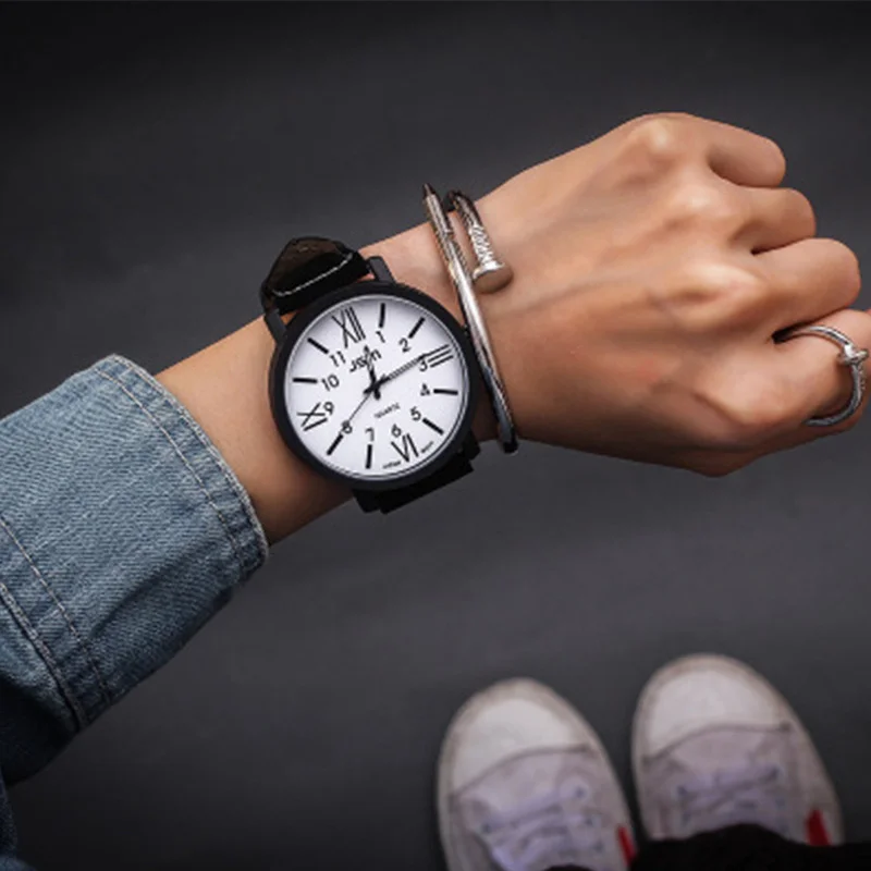 Boys Scale Student Watch Belt Large Dial Girl Couple Unisex Watch Leather часы Relogio Masculino часы мужские Relógio Masculino 