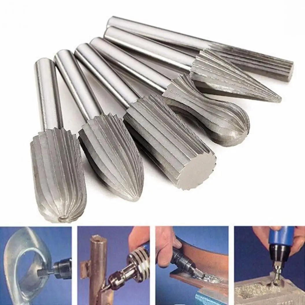 6mm 1//4/" Handle Hard tungsten steel alloy Metal Cut Rotary File Cylindrical