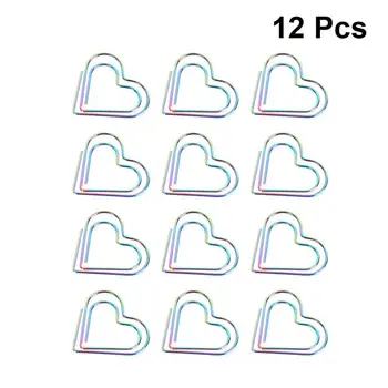 

12PCS Paper Clips Adorable Heart-shaped Creative Metal Note Clips Photo Sign Clips Bookmark Clips for School Office Home