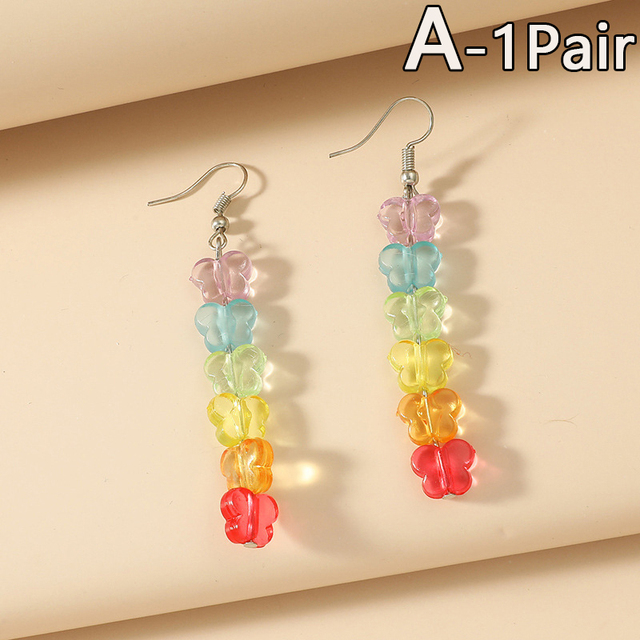 Star Shaped Pendant Drop Earring Resin Candy Color Butterfly Bear Cute Dangle Earrings Girl Party Gift Jewelry Supplies