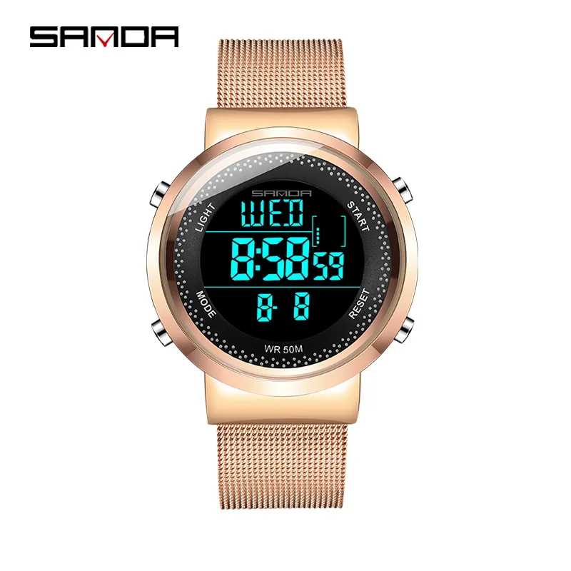 Men Size Rose Gold Топ военные часы мужские водонепроницаемые спортивные часы женские мужские светодиодный цифровые часы лучший бренд класса люкс Кемпинг Дайвинг relogio masculino - Цвет: Men Size Rose Gold