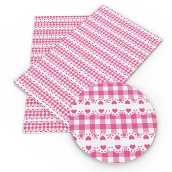 

David accessories 20*34cm Stripe Printed Faux Synthetic Leather Fabric Valentine's Day DIY Hairbow Sewing Bag Material,1Yc8221