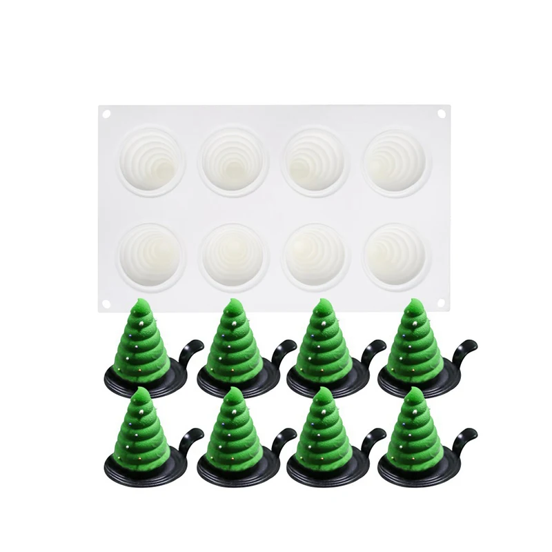 Christmas Tree Silicone Mold Cake Decorate Mould Tools 8 Cavity 3D Shaped Mousse Molds Non-stick DIY Baking Cake Moulds Tools3