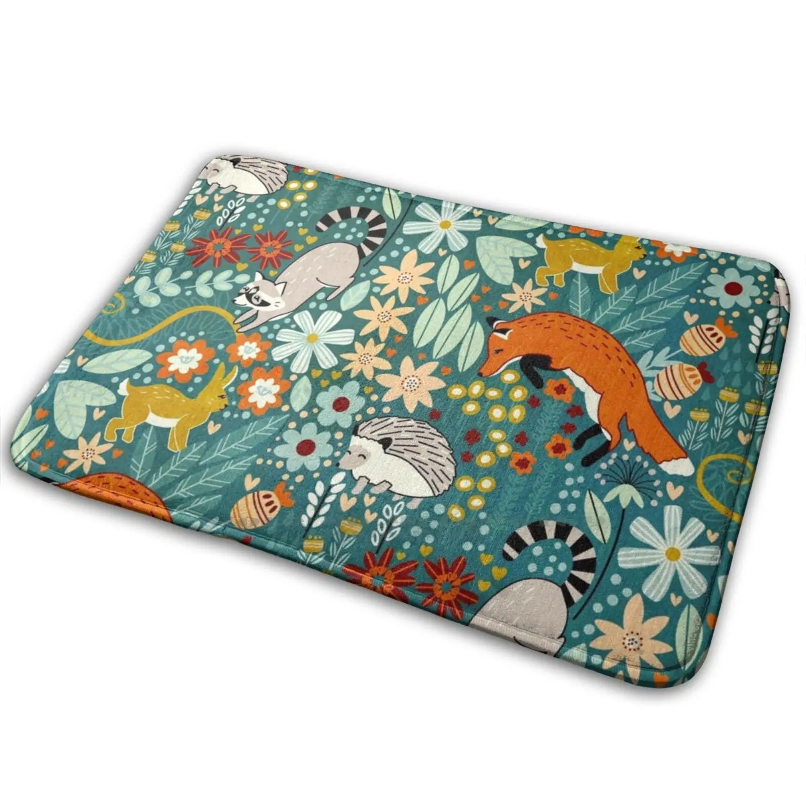 Текстурированный коврик с рисунком леса нескользящий для входной двери в