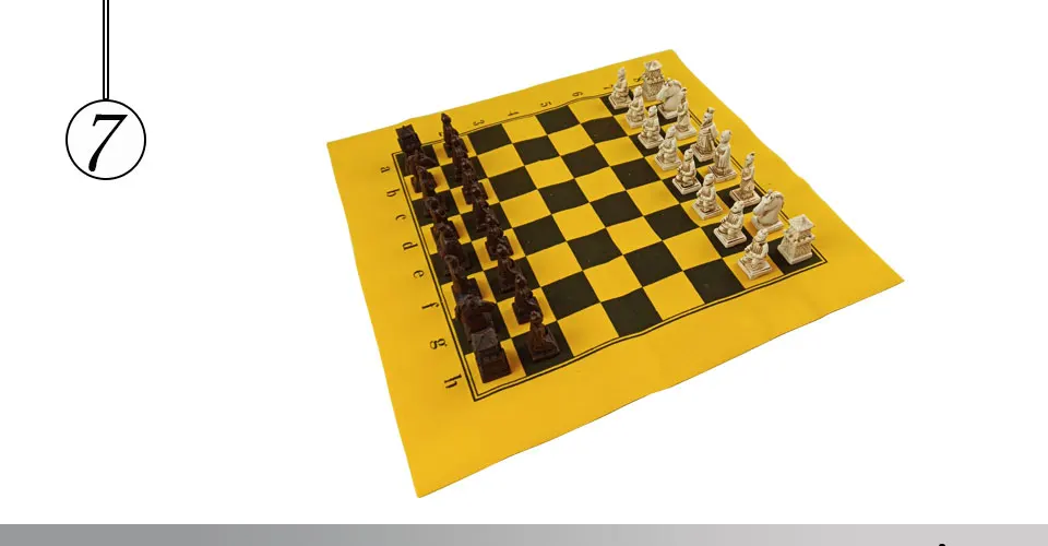 Easytoday Chess Game Set Resin Chess Pieces Synthetic Leather Flannel Chessboard Terracotta Model Table Entertainment Games Gift  (7)