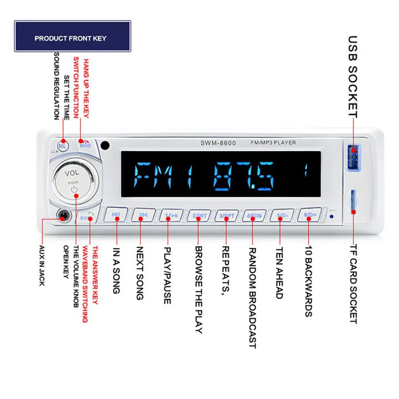 SU-8600 12V car MP3 card BT MP3 digital amplifier car mp3 player u disk radio Smart Wendeng BT link 50AUG1210