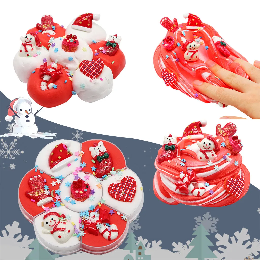 Mixing Diy Cloud Cotton Mud Slime Scented Christmas Toy Kid Gift Style Puzzle For Children Red White | Игрушки и хобби