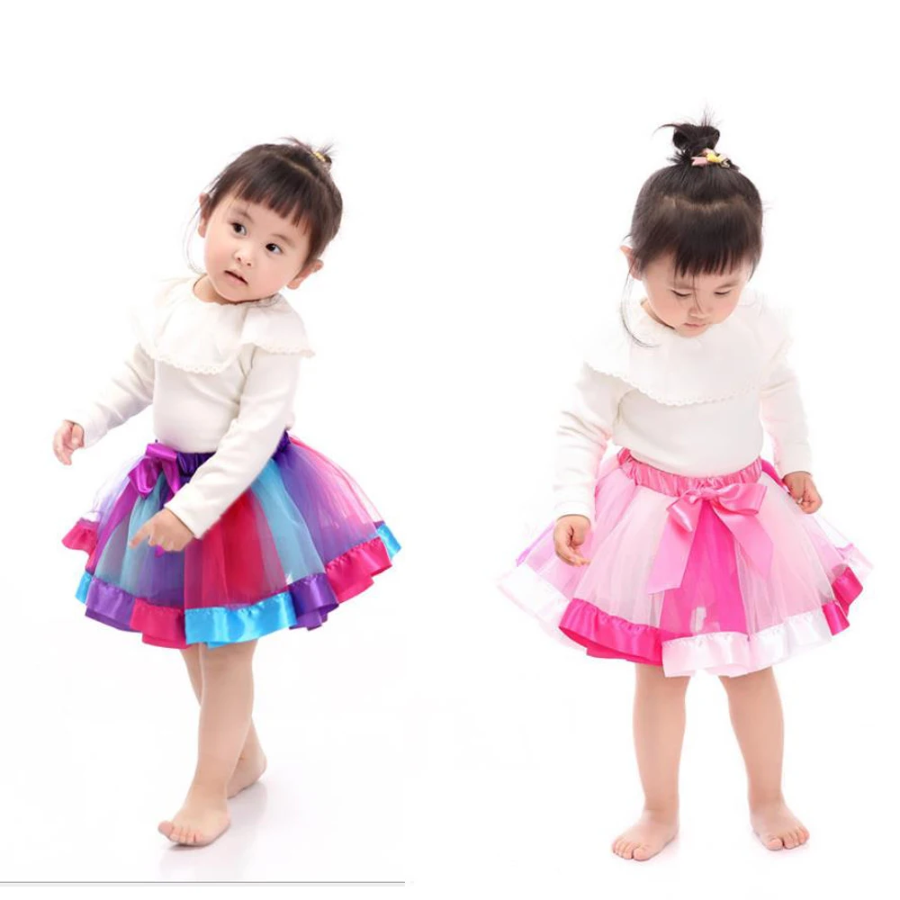 Юбки для маленьких девочек детские летние юбки пачки с радужными нашивками юбка