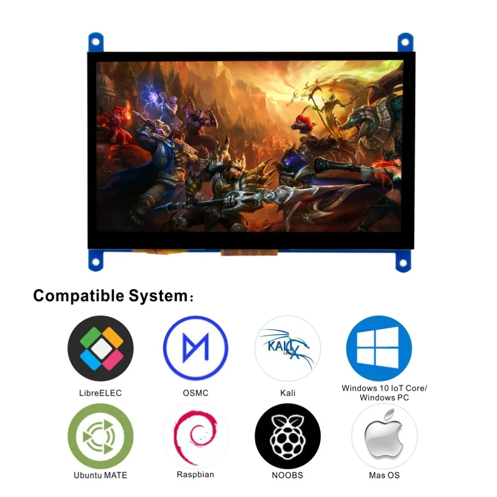 7 дюймов Сенсорный экран монитор Дисплей HD 1024x600 драйвер подключи и играй емкостный сенсорный экран для Raspberry Pi, компьютер, ТВ Box, DVR