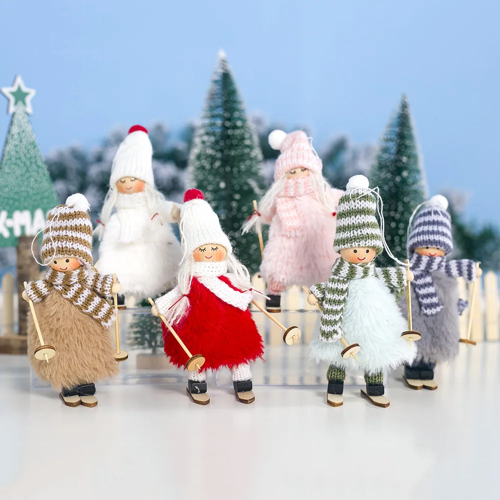 ETya 1 шт., кавайный Рождественский ангел, девушка, лыжная подвеска, рождественская елка, Декор для дома, Рождественская милая кукла, игрушки, вечерние украшения, детский подарок