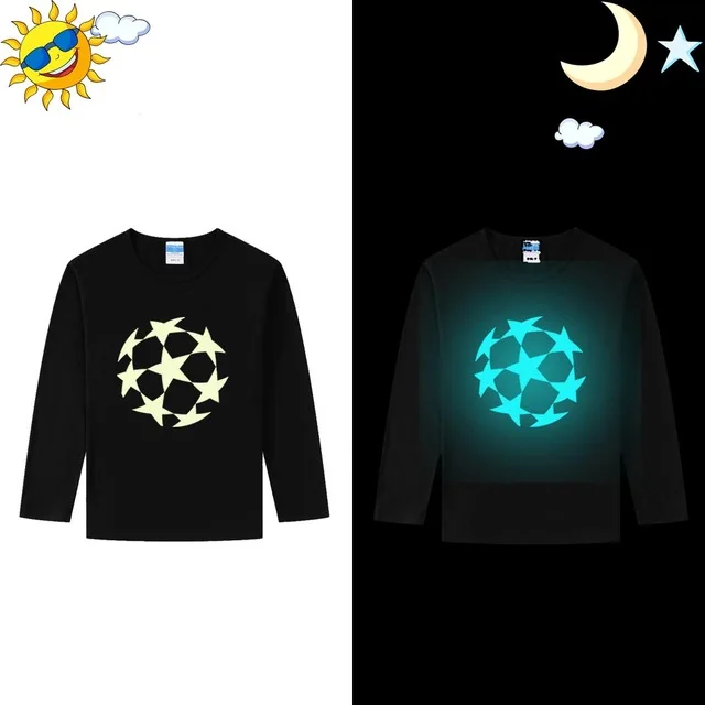 long sleeve 8 Коллекция года, летняя детская футболка Светящиеся в темноте футболки для мальчиков и девочек, хлопок, Детская футболка детские топы с длинными рукавами, футболки для мальчиков - Цвет: long sleeve 8